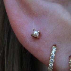 Buddha Jewelry 14k Gold Prong Gem Threadless End with Pearl ✨ for Piercings